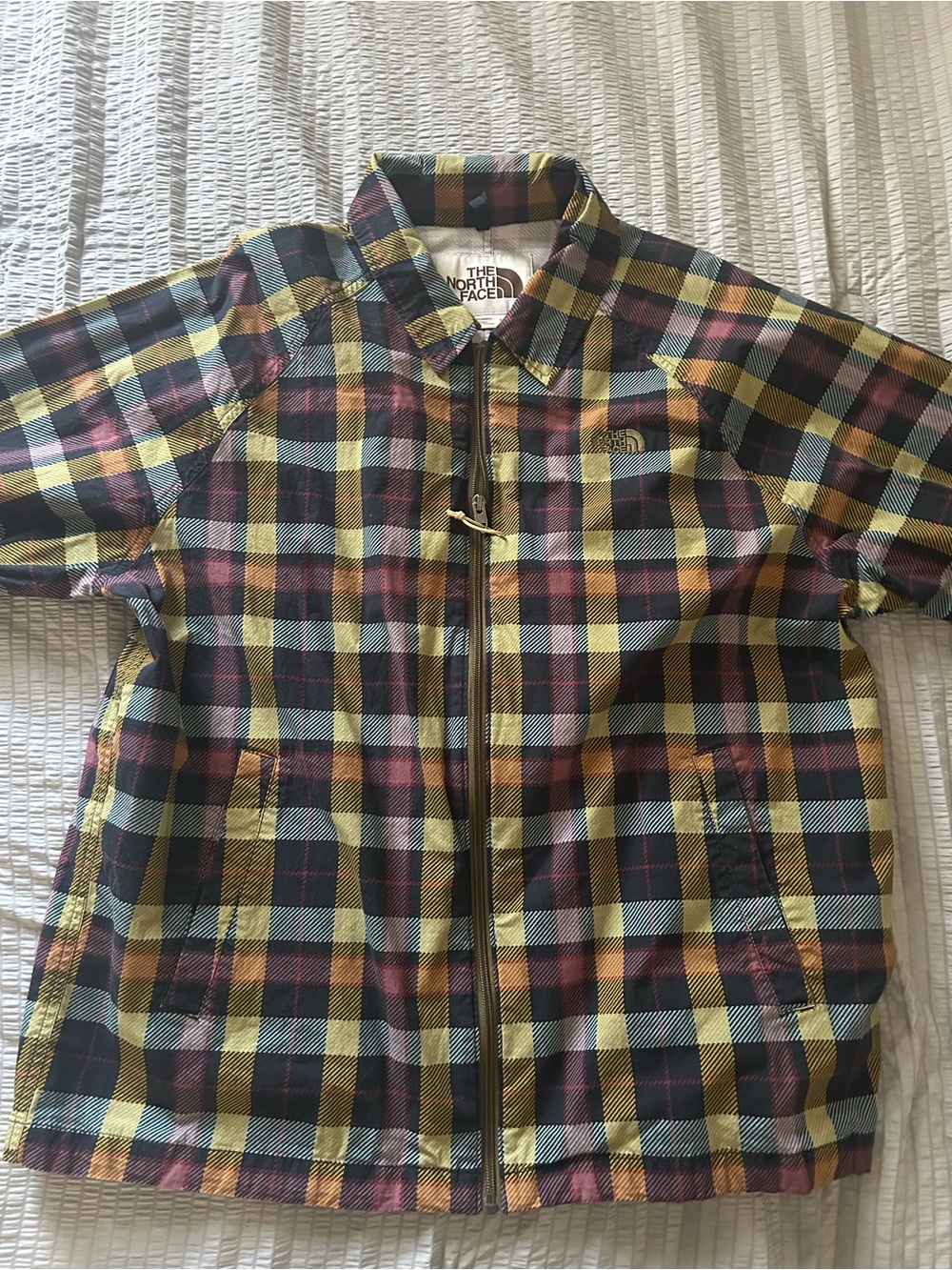 The North Face Plaid Zip Jacket - Yellow, Black, Pink